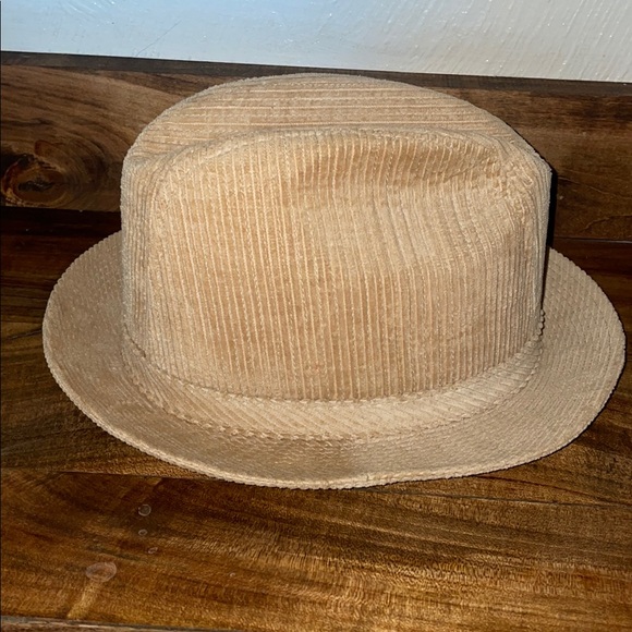 Stetson Fedora Hat with Feathers Size 7 1/8 Tan Corduroy Vintage - Picture 3 of 6